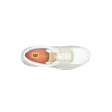 Zapatillas urbanas Caterpillar Watchful, color blanco y beige, con capellada de cuero, forro de nylon suave y transpirable, plantilla de espuma EVA con tecnología NXT para control de olor y suela de goma durable.