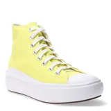 Championes de caña alta Converse modelo Chuck Taylor Move, color amarillo con suela de plataforma blanca y puntera de goma.