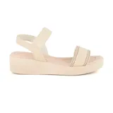 Sandalia casual Usaflex Betia color beige con plataforma baja y tiras elásticas.
