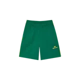 Short verde oscuro de estilo deportivo, con bolsillos laterales con cierre y líneas laterales amarillas. Cuenta con el logotipo de la marca estampado en amarillo en la pierna izquierda.