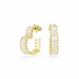Aros de aro Swarovski Matrix, pequeños, con baño de oro y circonias transparentes talla baguette en forma de corazón.