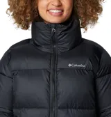 Campera acolchada tipo plumífero Columbia Puffer Puffect II, color negro, con cierre frontal completo, cuello alto y puños elásticos. Cuenta con aislamiento Thermarator™ y tratamiento hidrofóbico duradero.