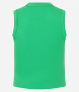Blusa cropped musculosa Blue Steel de viscosa, con cuello redondo y diseño acanalado.