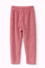 Pantalon de pijama de tela plush suave, con estampado de estrellas rosadas sobre fondo gris. Cuenta con cintura elastizada para mayor comodidad.
