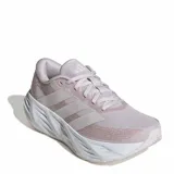 Championes de running Adidas Galaxy 8 W para mujer, de color rosado claro con entresuela blanca y las clásicas tres tiras de la marca en los laterales.