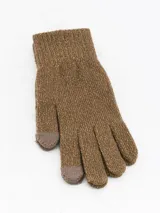 Guantes de tejido de punto color negro con sutiles destellos brillantes, diseño clásico con puño elástico acanalado.