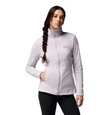 Polar Columbia Basin Trail III Full Zip para mujer, color lila pálido (Lavender Pearl), con cierre frontal completo y bolsillos laterales con cierre.
