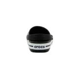 Zuecos Crocs modelo Band, color negro con dos líneas blancas en la suela.
