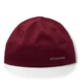 Gorro tipo beanie de polar color bordó, con tecnología termorreflectante Omni-Heat y logo de la marca bordado en el frente.