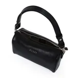 Cartera tipo bandolera Guess modelo Kassie, de diseño estructurado y acabado brillante. Cuenta con cierre superior, correa ajustable y detalles metálicos en tono dorado, incluyendo el logo frontal.