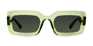 Lentes de sol oversized con montura cuadrada color verde lima y lentes polarizadas verdes. Diseñados para un equilibrio entre comodidad y durabilidad.