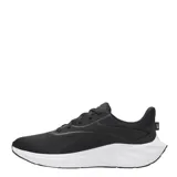 Championes de running Under Armour modelo Ascend, color negro con suela blanca. Presentan un diseño de malla transpirable con refuerzos laterales y el logo de la marca en la lengüeta y el talón.