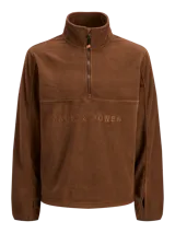 Campera de polar Jack & Jones con cuello alto y cierre frontal parcial. Presenta diseño de manga larga con puños elásticos y logo bordado en el pecho.