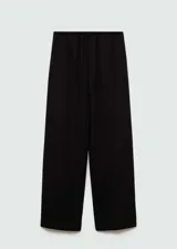 Pantalon de corte recto y tiro medio, confeccionado en una mezcla de lino y viscosa. Presenta cintura elástica con cordón de ajuste y diseño largo.