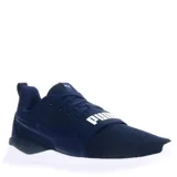 Championes urbanos Puma modelo Anzarun Lite Bold, color azul marino con suela blanca. Presentan una banda elástica sobre el empeine con el logo de la marca en blanco, confeccionados en malla transpirable y materiales sintéticos.