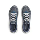 Championes de trail running Merrell modelo Agility Peak 6, color azul y gris con suela blanca y negra. Presentan parte superior de malla transpirable con detalles en TPU, cordones blancos y logo de la marca en el lateral.