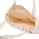 Bolso de mano New Balance color crema con estampado azul de una zapatilla de running y el texto "new balance running club".