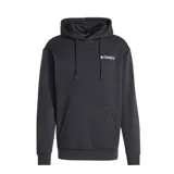 Canguro negro con capucha y cordones ajustables, bolsillo tipo canguro delantero y logo de Adidas Terrex impreso en el pecho.