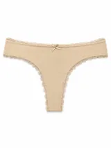Pack de dos bombachas tipo colaless de algodón, una en color negro y otra en color beige, con detalles de puntilla en los bordes y un pequeño moño decorativo en el centro de la cintura.