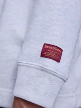 Buzo de cuello redondo confeccionado en tejido fleece, de corte clásico y manga larga, con puños y ruedo acanalados.