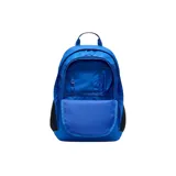 Mochila Nike Sportswear Hayward Futura 2.0 color azul con logo blanco estampado. Tiene un compartimento principal grande y espalda acolchada con malla.