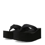 Sandalias de plataforma alta tipo flip-flop, de color negro, con base gruesa y ligera de estilo retro.