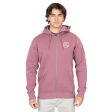 Canguro con cierre color bordó, con capucha y cordones ajustables. Estampado pequeño con el logo de la marca en el pecho.