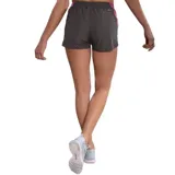 Short deportivo Topper de mujer, color gris con detalles laterales en amarillo. Cuenta con cintura elástica y logo de la marca estampado en el frente.