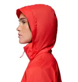 Campera cortaviento Columbia Switchback IV Jacket para mujer, de color rojo, con tecnología Omni-Shield repelente al agua y manchas, cuello alto y capucha desmontable.