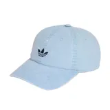 Gorra de béisbol Adidas color celeste con efecto lavado, confeccionada en sarga de algodón. Presenta el logo del trébol bordado en el frente y visera curva.