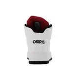 Championes de skate Osiris de caña alta, color blanco con detalles en negro, diseño acolchado y suela de goma.