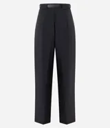 Pantalón de sastrería Blue Steel con corte palazzo y tiro alto, de color beige, con pinzas delanteras, cintura estructurada con presillas y cierre frontal oculto.