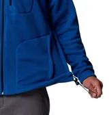 Campera polar de microfibra con cierre frontal completo, cuello alto, bolsillos laterales con cierre y un bolsillo vertical en el pecho con cierre y logo de la marca bordado.