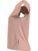 Remera de pijama color rosa pálido, de corte recto, con cuello redondo y mangas cortas.