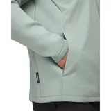 Buzo deportivo Under Armour Drive Pro Storm Hybrid para hombre, color verde agua, con cierre frontal parcial, cuello alto y logo en el pecho. Cuenta con tecnología Storm que repele el agua sin sacrificar la transpirabilidad.