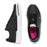 Championes deportivos Joma Cavea Lady 2421 de cuero sintético negro con perforaciones VTS para ventilación, plantilla Memory Foam y suela de caucho Durability blanca.