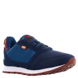 Championes urbanos Topper modelo T 700, color azul marino con detalles en bordó y blanco. Presentan una combinación de texturas en la capellada, cierre con cordones y suela de goma con relieve.