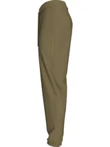 Pantalón de jogging color verde oliva, con cintura elástica ajustable con cordón, puños elásticos y bolsillos laterales.