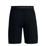 Short deportivo Under Armour modelo Vanish Woven de 8 pulgadas, color negro, con cintura elástica con logo de la marca y paneles de ventilación en el ruedo.