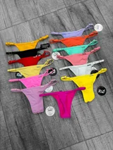 Bikini colaless de lycra en varios colores, con tiras finas ajustables con hebillas.