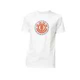 Remera blanca de manga corta con estampado circular en el pecho con el logo de Element y las palabras 'Fire, Earth, Wind, Water'.