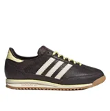Championes Adidas SL 72 OG W con diseño de piel de serpiente en tonos marrones, franjas laterales blancas en zigzag y suela de goma dentada color caramelo.
