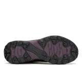 Championes de senderismo Merrell modelo Speed Strike 2 Waterproof, color negro con detalles en violeta. Presentan una construcción robusta con malla y cuero sintético, membrana impermeable, entresuela de espuma EVA para mayor estabilidad y suela de goma con tracción duradera.