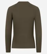 Blusa de manga larga con diseño ajustado, confeccionada en tejido acanalado de viscosa con elastano. Presenta cuello redondo y sisas raglán.