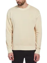 Buzo de hombre color crema, de corte slim fit, con cuello redondo, mangas largas y logo pequeño en el pecho. Confeccionado en tejido de toalla de bucles 100% algodón.