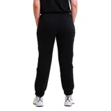 Pantalón deportivo de mujer color blanco hueso, con cintura elástica y cordón ajustable. Presenta un pequeño logo negro en el muslo izquierdo y puños ajustados en los tobillos.