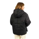 Campera Billabong Ride Puffer Anorak negra con capucha y cierre de botones a presión.