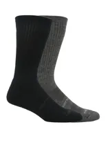 Pack de dos pares de medias de caña media, una en color negro y otra en gris jaspeado. Presentan diseño acanalado en la caña, planta acolchada y tecnología antimicrobiana.