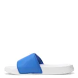 Chancletas azules y blancas con el escudo del Club Nacional de Football en la tira.