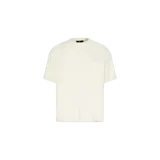 Remera oversize color crema, de manga corta, con cuello redondo y pequeño estampado sutil en el pecho de la marca Represent.